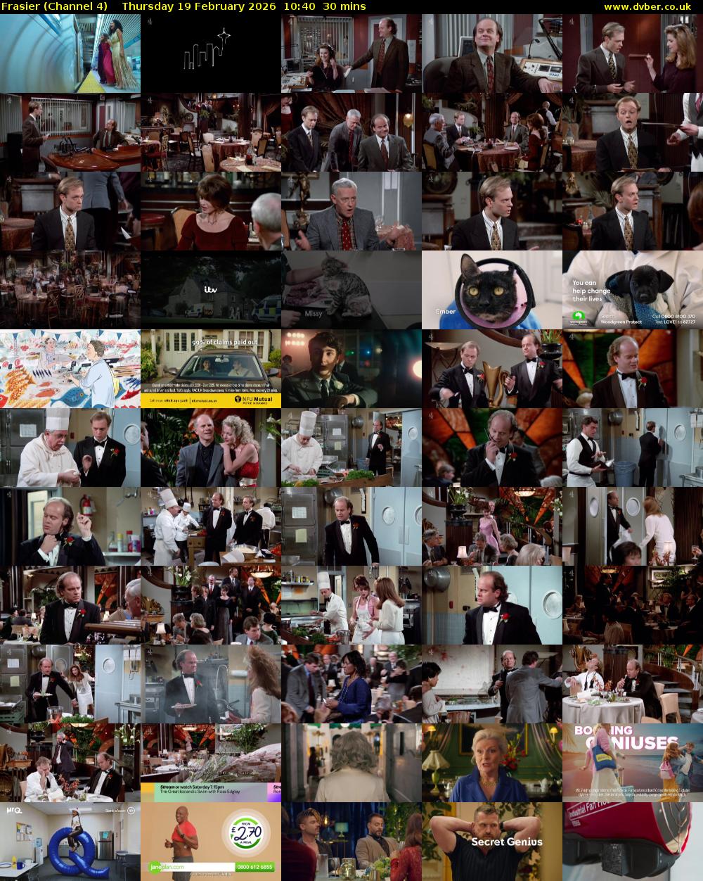 Frasier (Channel 4) Thursday 19 February 2026 10:40 - 11:10