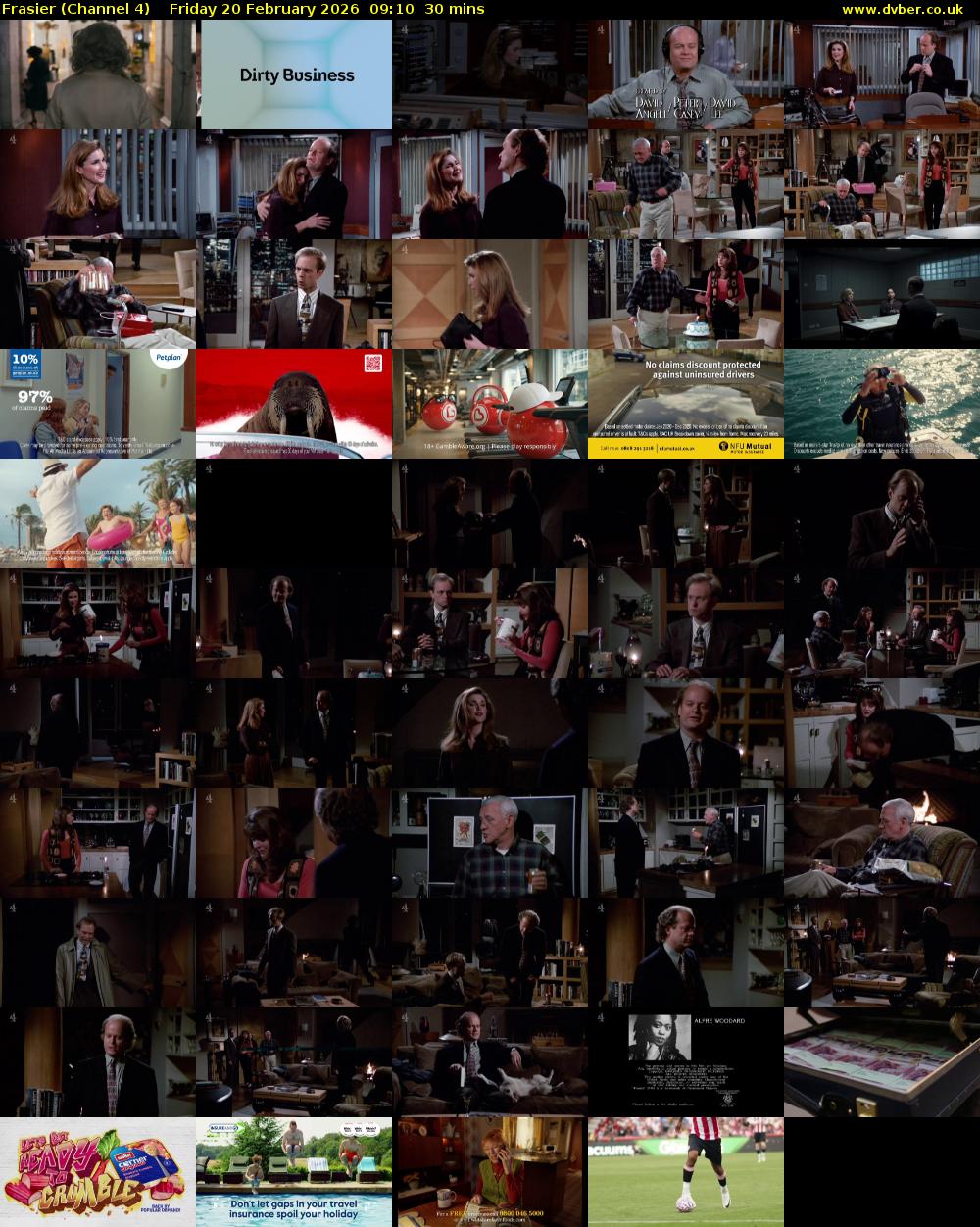 Frasier (Channel 4) Friday 20 February 2026 09:10 - 09:40
