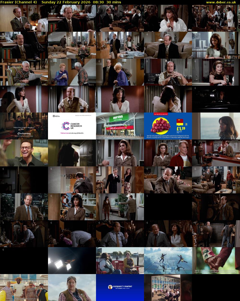 Frasier (Channel 4) Sunday 22 February 2026 08:30 - 09:00