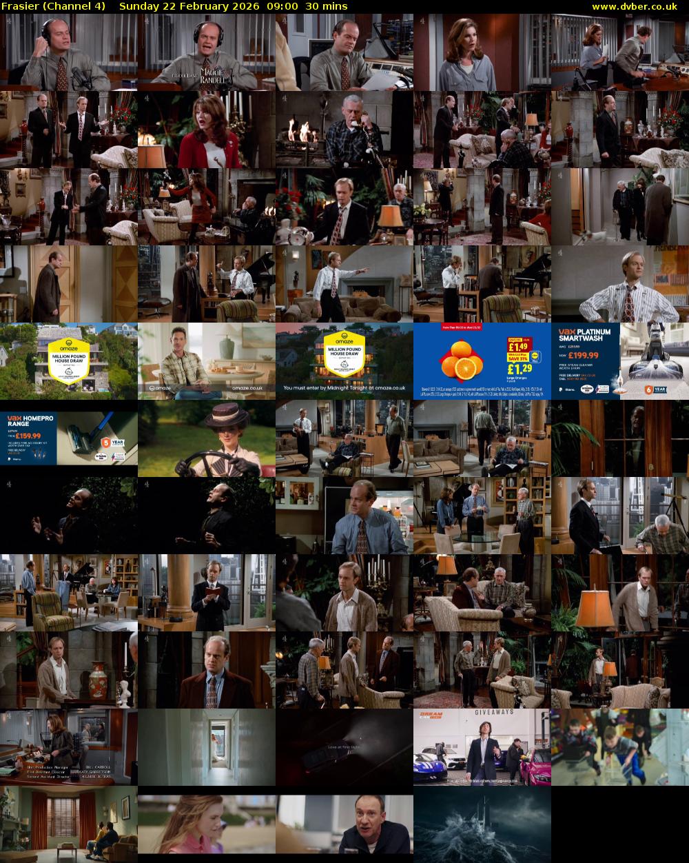 Frasier (Channel 4) Sunday 22 February 2026 09:00 - 09:30