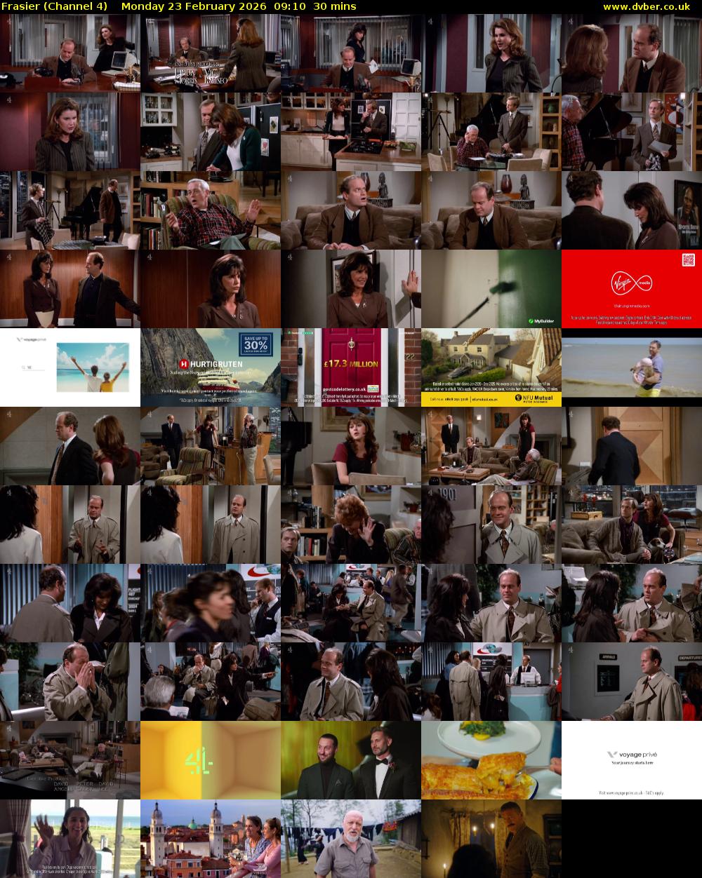 Frasier (Channel 4) Monday 23 February 2026 09:10 - 09:40