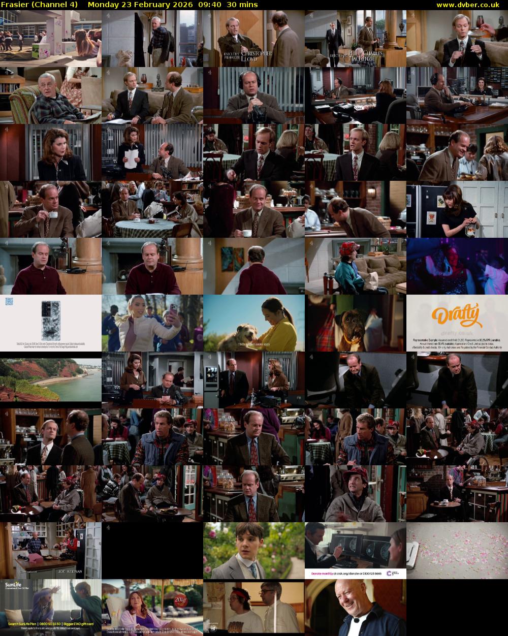 Frasier (Channel 4) Monday 23 February 2026 09:40 - 10:10