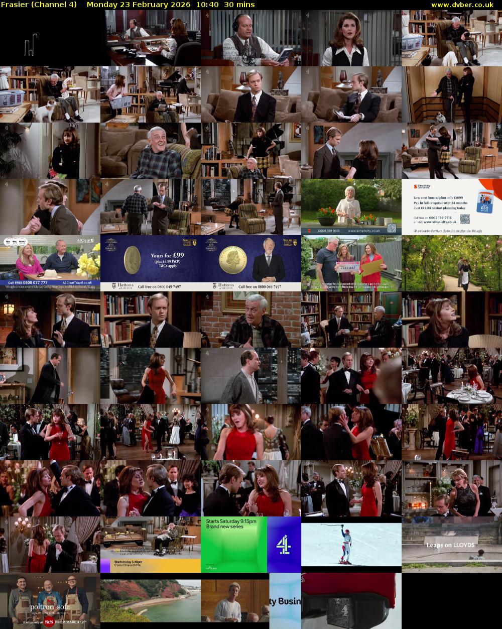 Frasier (Channel 4) Monday 23 February 2026 10:40 - 11:10