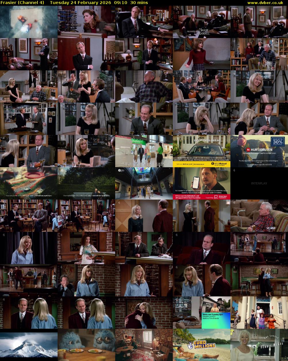 Frasier (Channel 4) Tuesday 24 February 2026 09:10 - 09:40