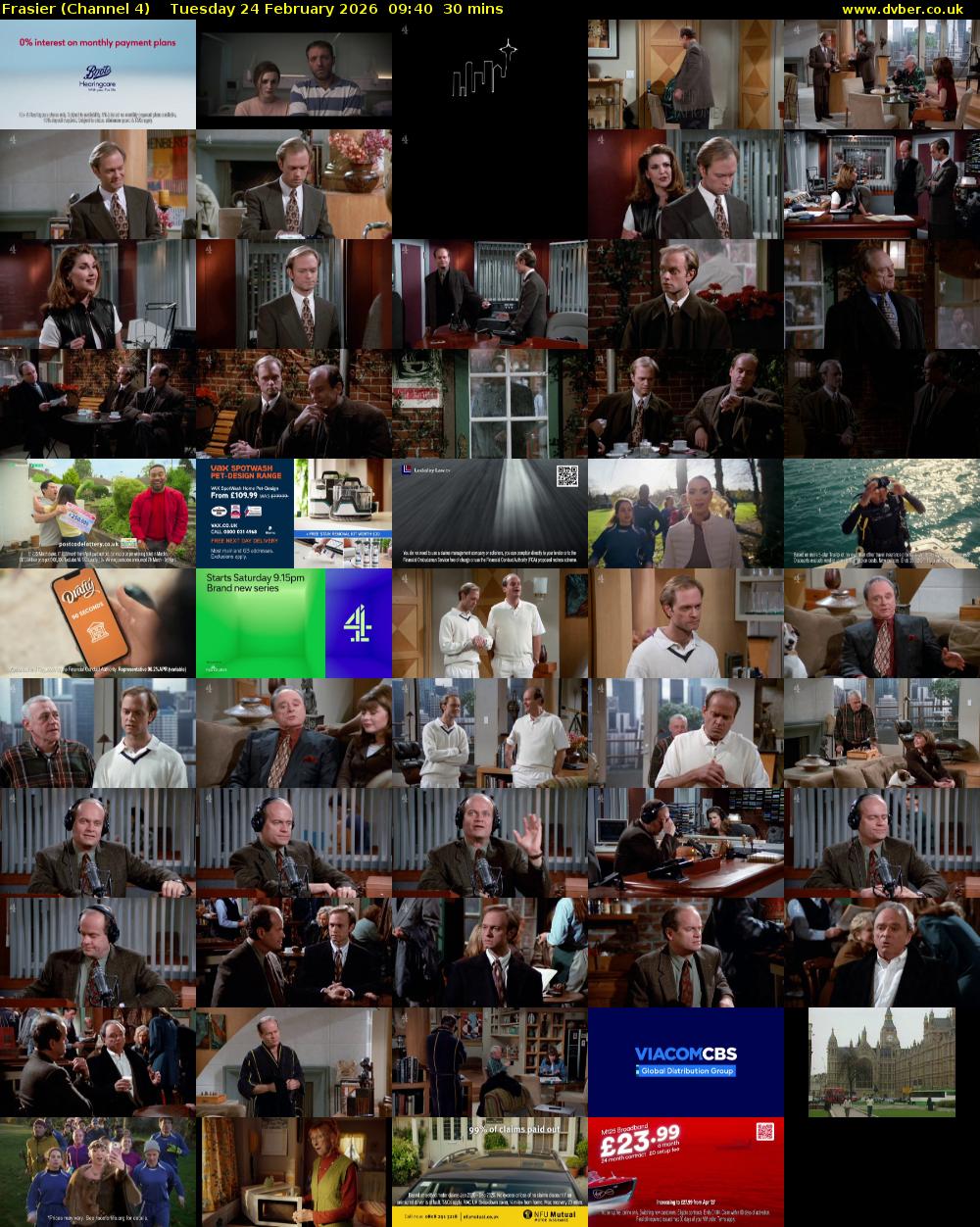 Frasier (Channel 4) Tuesday 24 February 2026 09:40 - 10:10