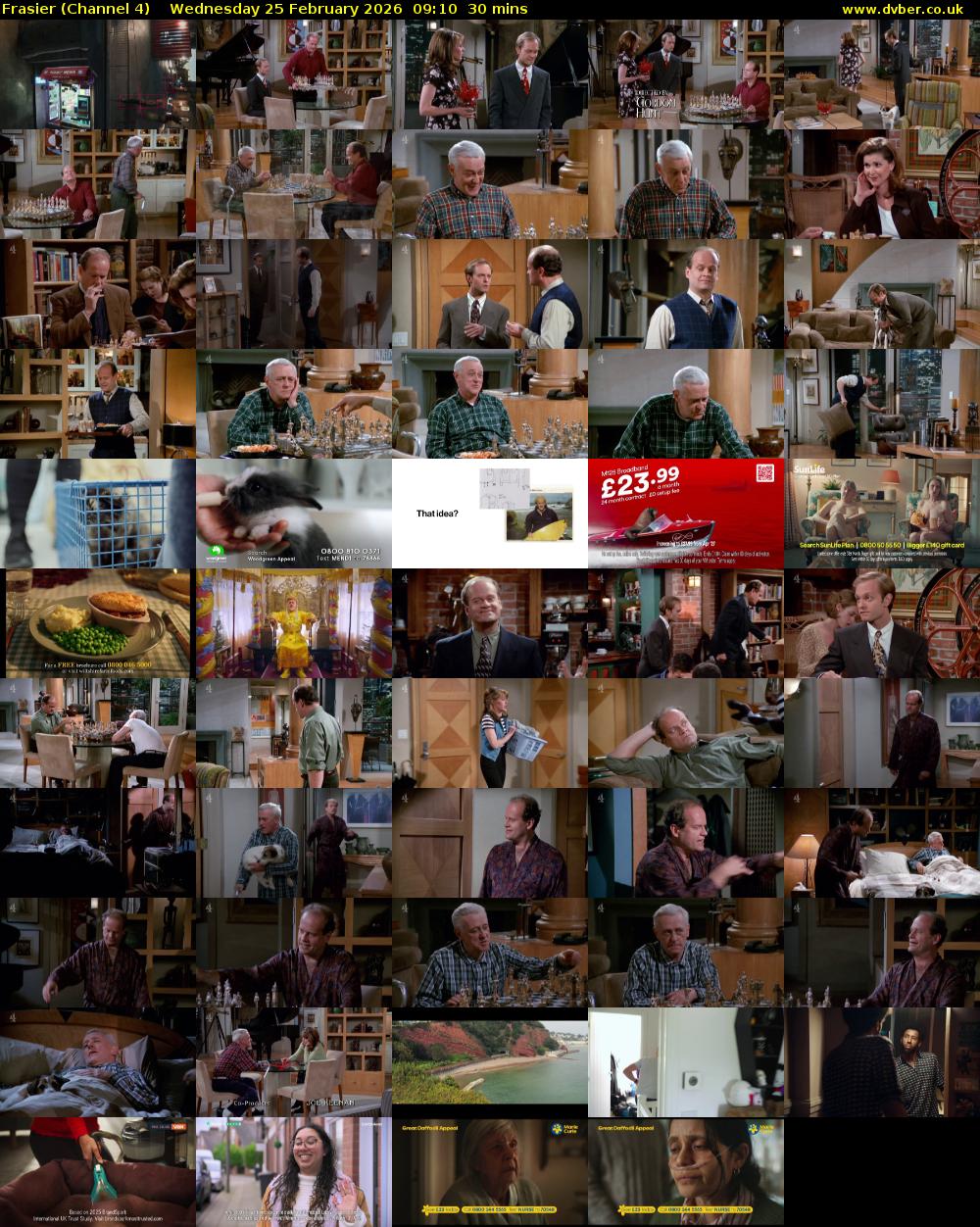 Frasier (Channel 4) Wednesday 25 February 2026 09:10 - 09:40
