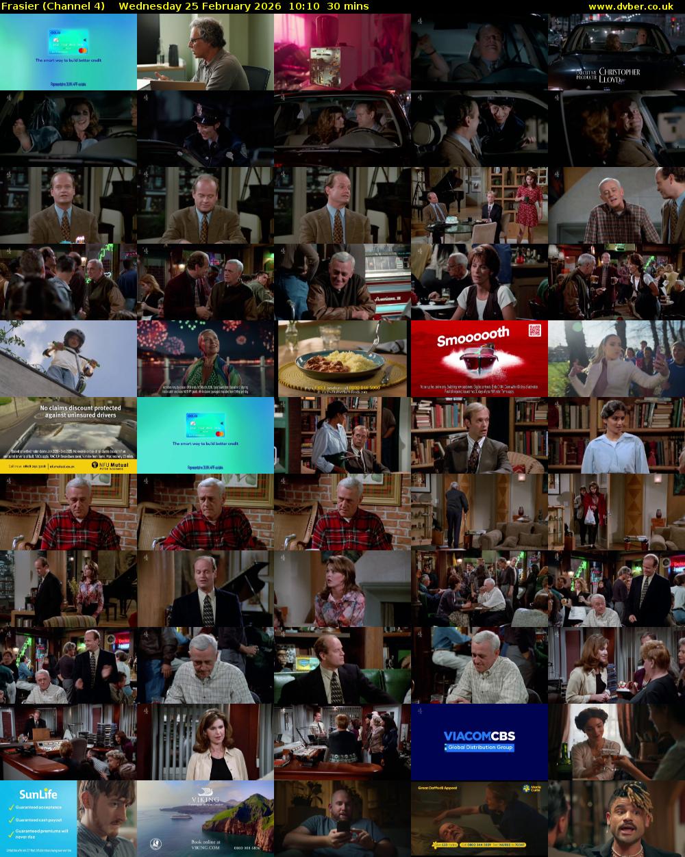 Frasier (Channel 4) Wednesday 25 February 2026 10:10 - 10:40