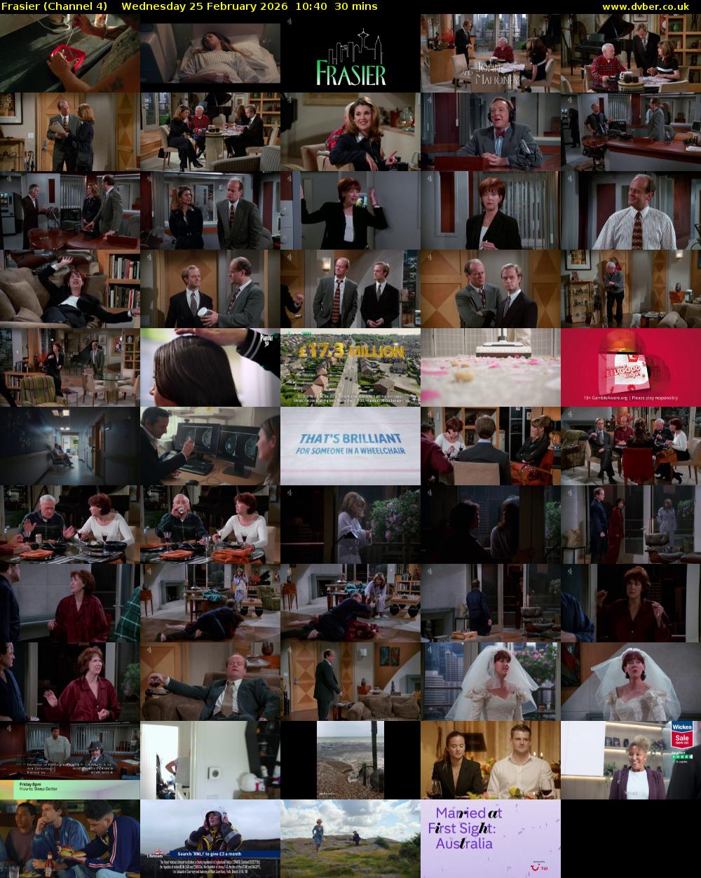 Frasier (Channel 4) Wednesday 25 February 2026 10:40 - 11:10