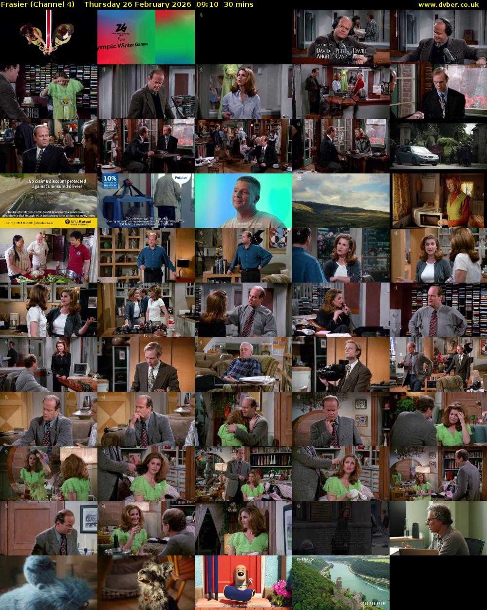 Frasier (Channel 4) Thursday 26 February 2026 09:10 - 09:40