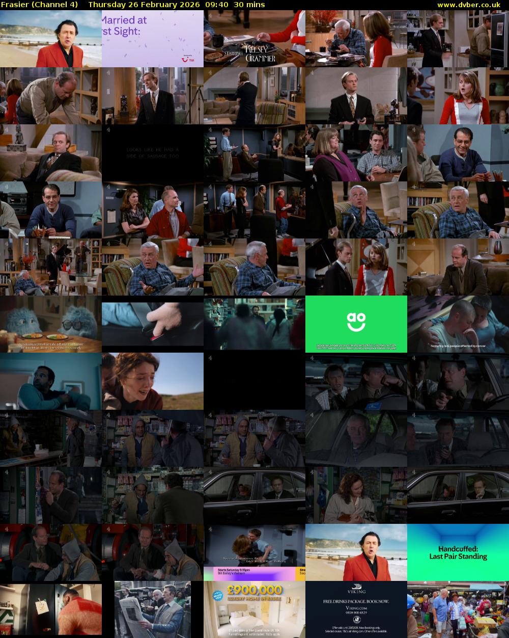 Frasier (Channel 4) Thursday 26 February 2026 09:40 - 10:10