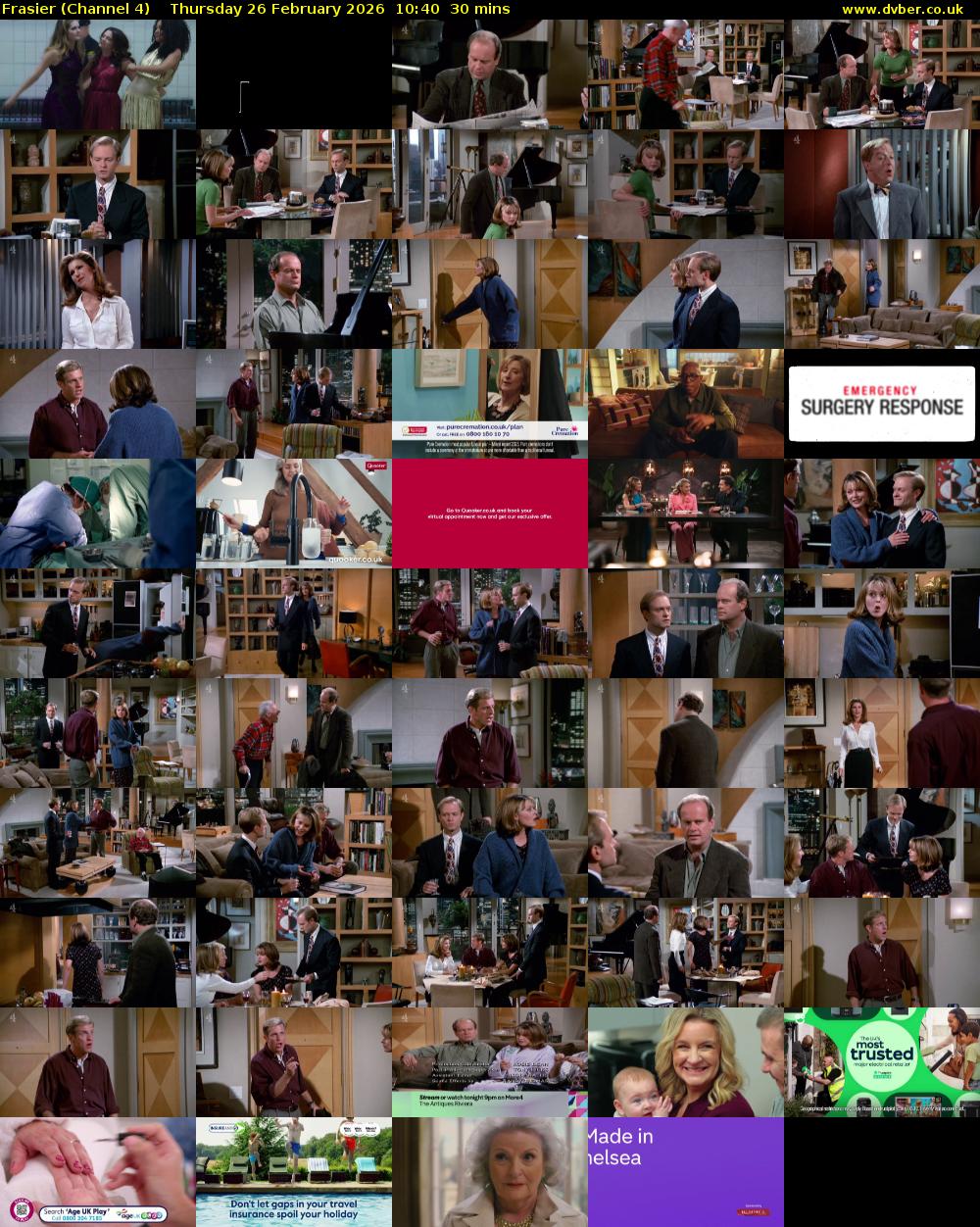 Frasier (Channel 4) Thursday 26 February 2026 10:40 - 11:10