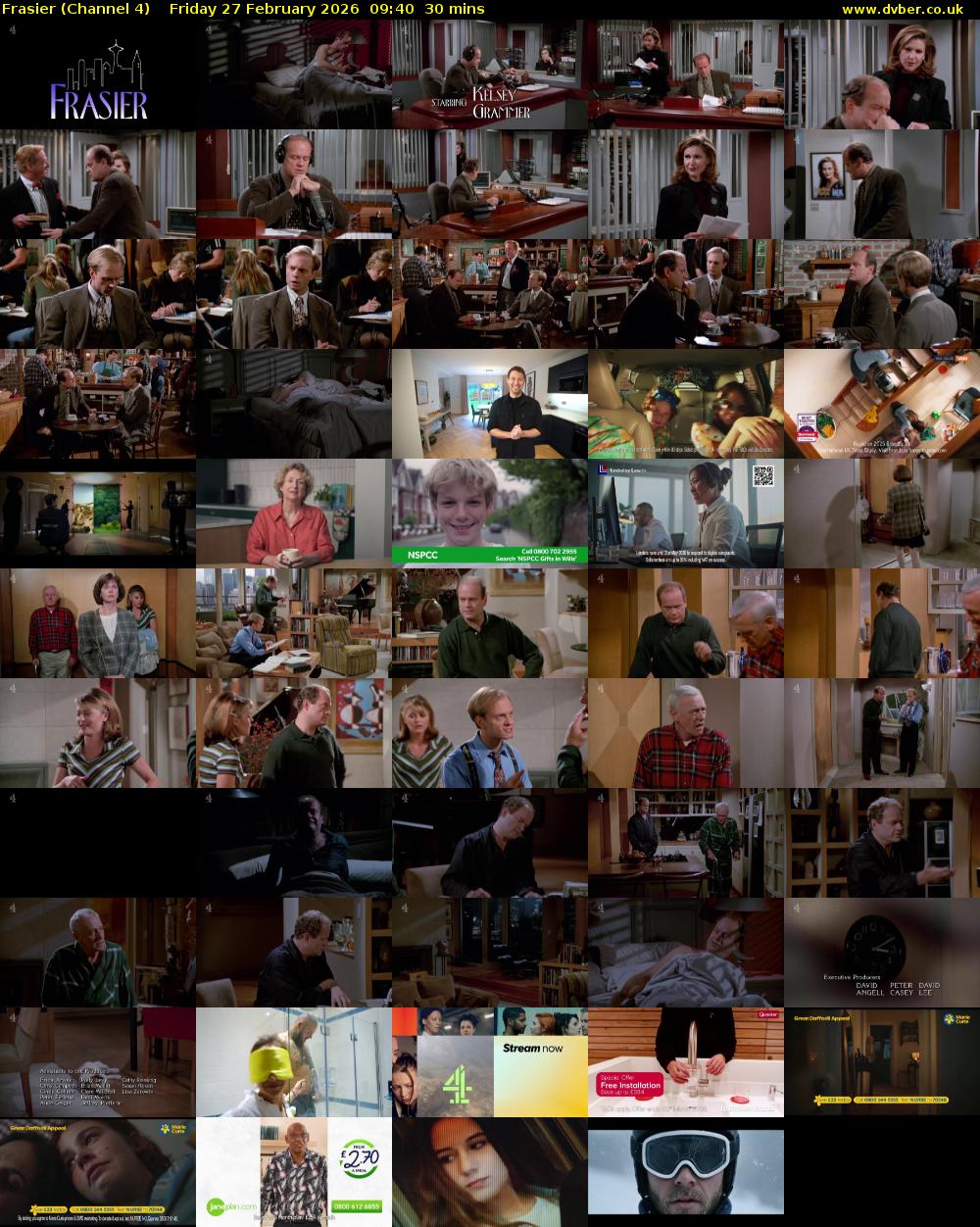 Frasier (Channel 4) Friday 27 February 2026 09:40 - 10:10