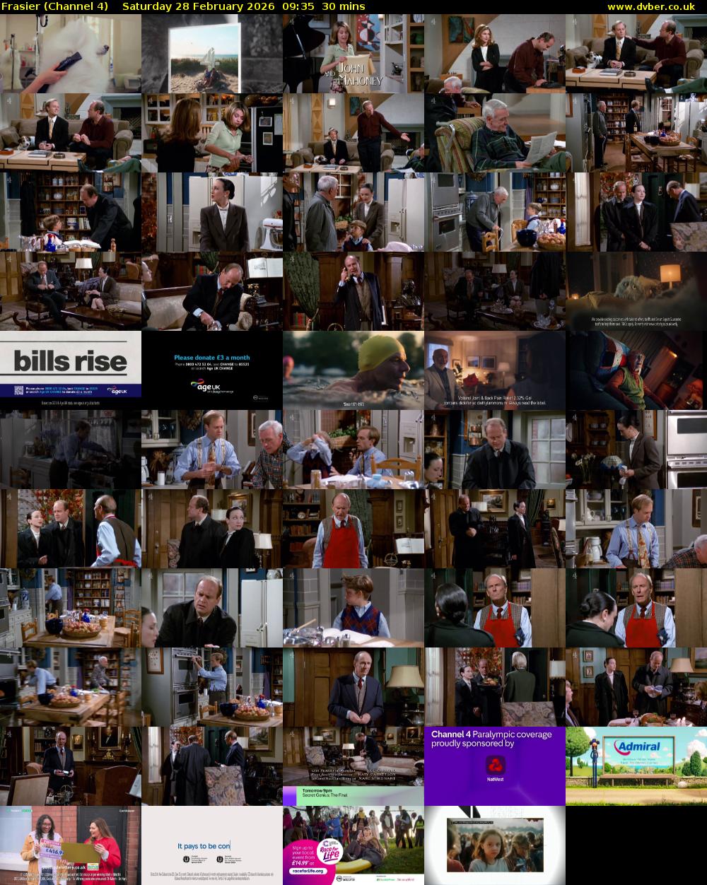 Frasier (Channel 4) Saturday 28 February 2026 09:35 - 10:05