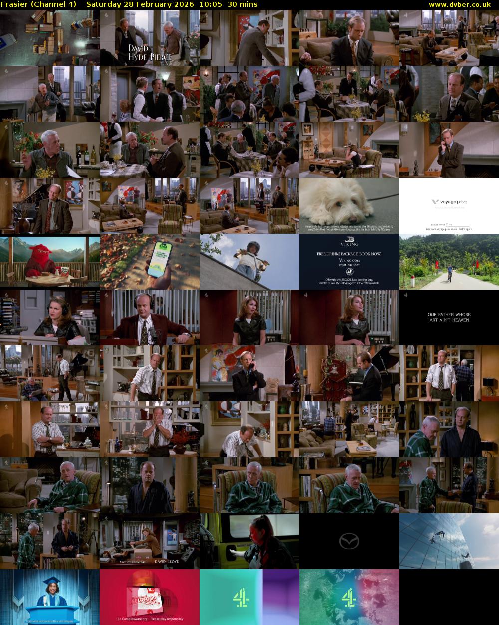 Frasier (Channel 4) Saturday 28 February 2026 10:05 - 10:35