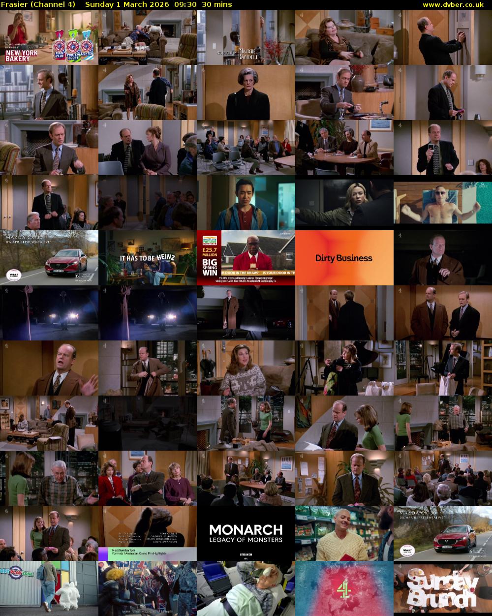 Frasier (Channel 4) Sunday 1 March 2026 09:30 - 10:00