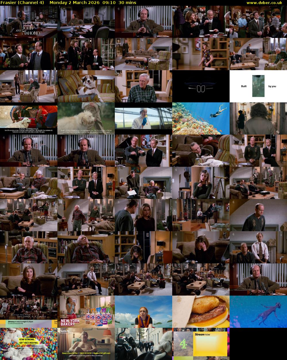 Frasier (Channel 4) Monday 2 March 2026 09:10 - 09:40