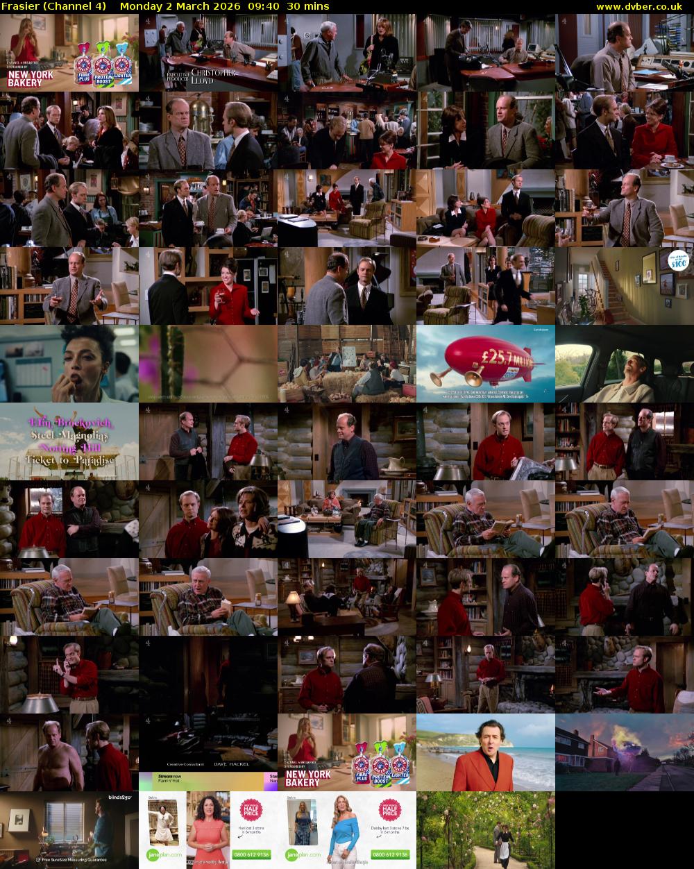 Frasier (Channel 4) Monday 2 March 2026 09:40 - 10:10