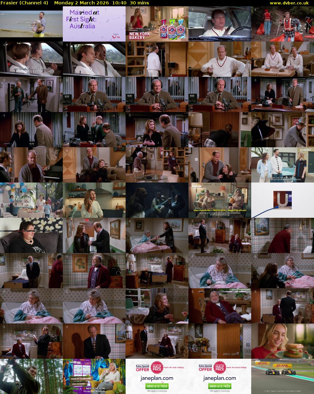 Frasier (Channel 4) Monday 2 March 2026 10:40 - 11:10