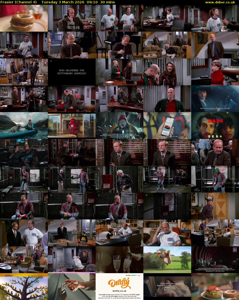 Frasier (Channel 4) Tuesday 3 March 2026 09:10 - 09:40