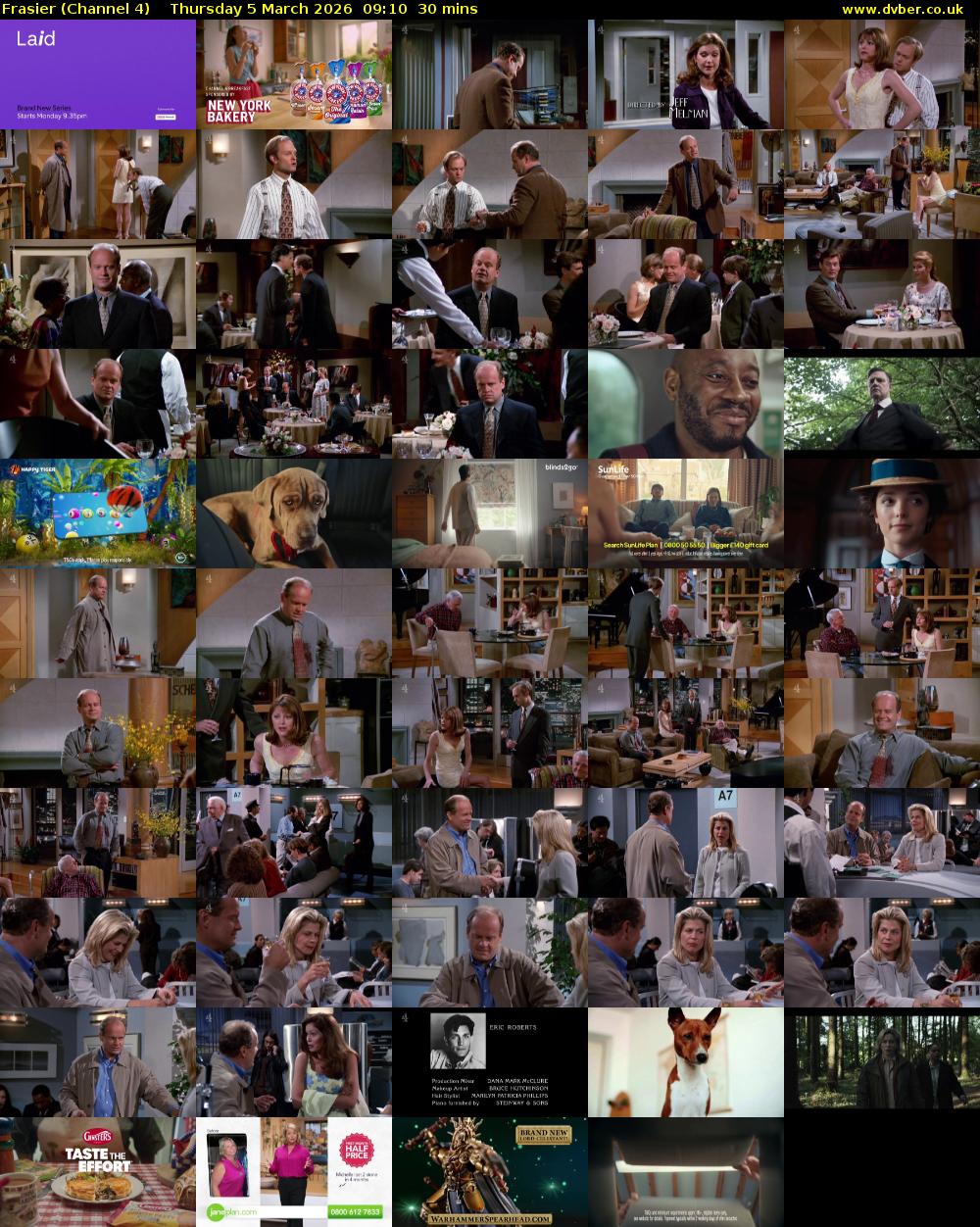 Frasier (Channel 4) Thursday 5 March 2026 09:10 - 09:40