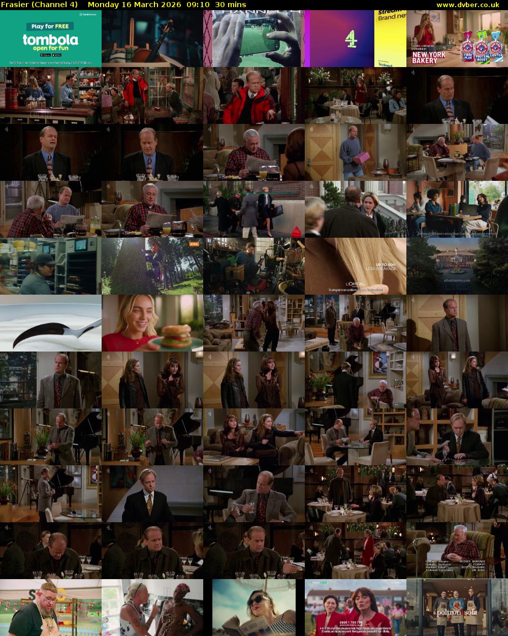 Frasier (Channel 4) Monday 16 March 2026 09:10 - 09:40