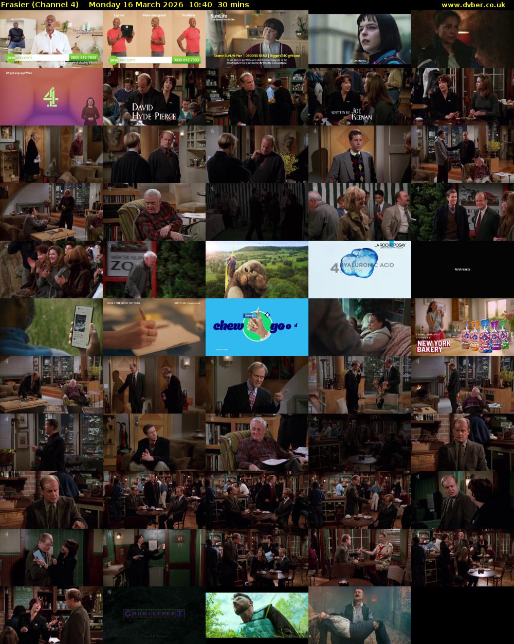 Frasier (Channel 4) Monday 16 March 2026 10:40 - 11:10