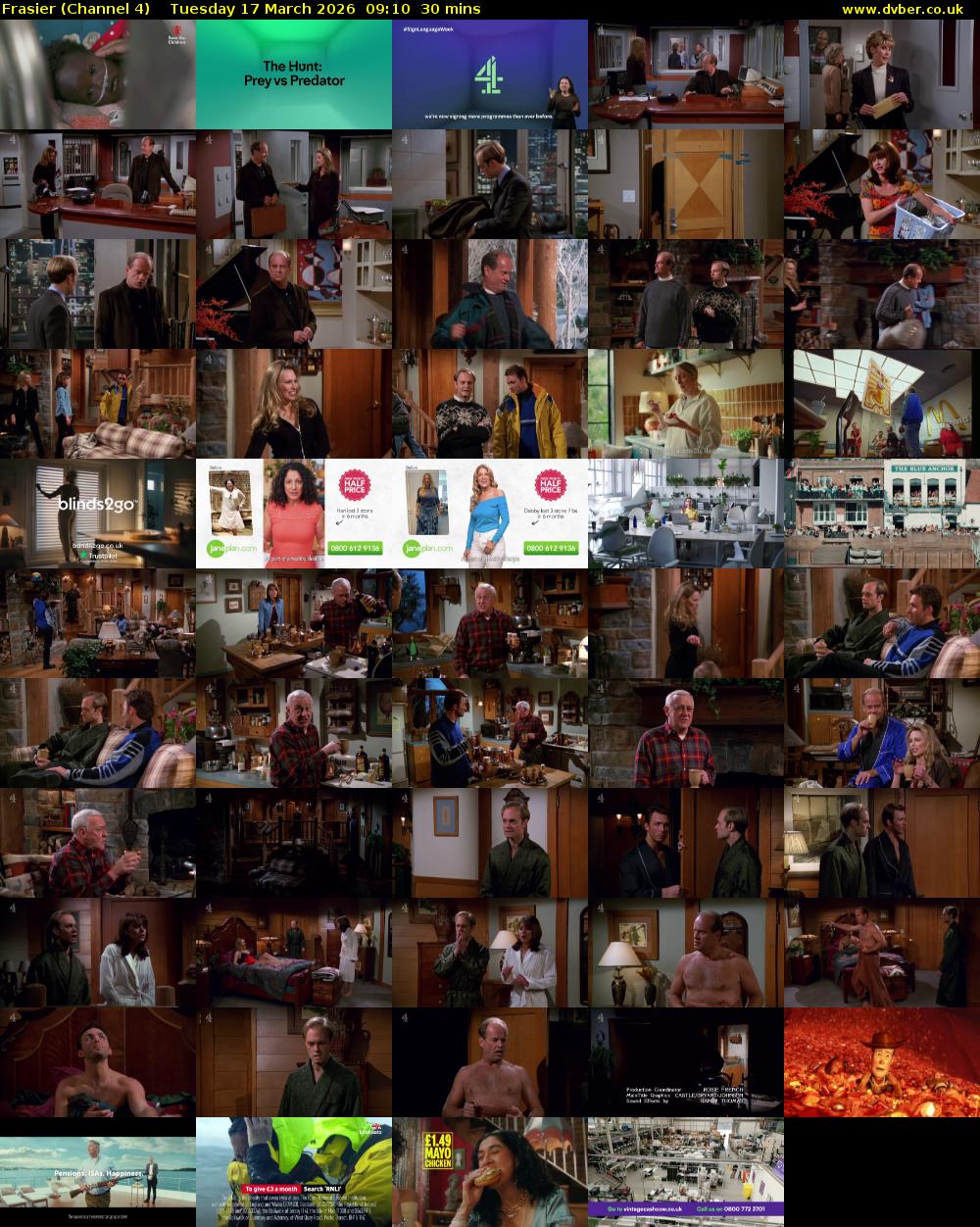 Frasier (Channel 4) Tuesday 17 March 2026 09:10 - 09:40