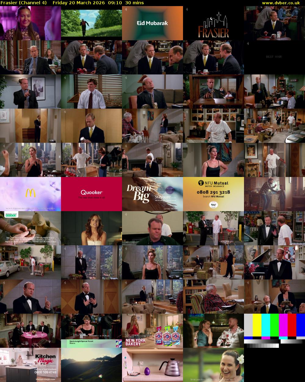 Frasier (Channel 4) Friday 20 March 2026 09:10 - 09:40