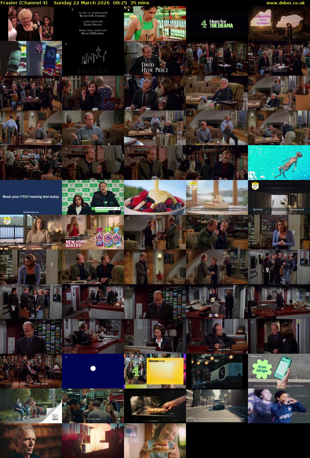 Frasier (Channel 4) Sunday 22 March 2026 08:25 - 09:00