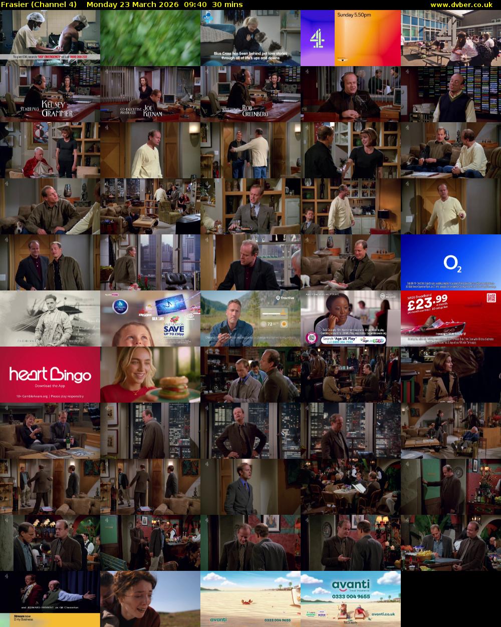 Frasier (Channel 4) Monday 23 March 2026 09:40 - 10:10