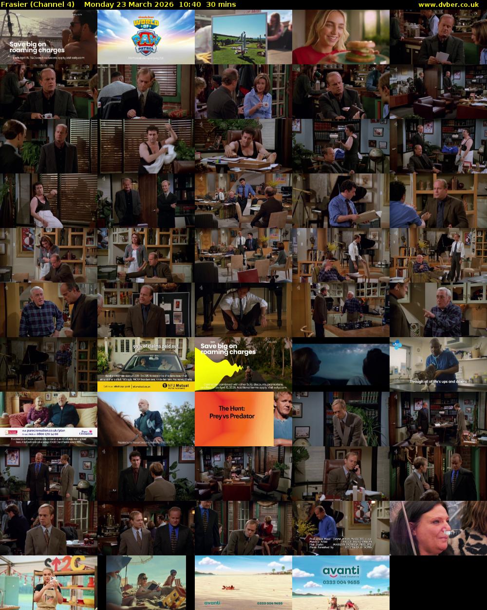 Frasier (Channel 4) Monday 23 March 2026 10:40 - 11:10