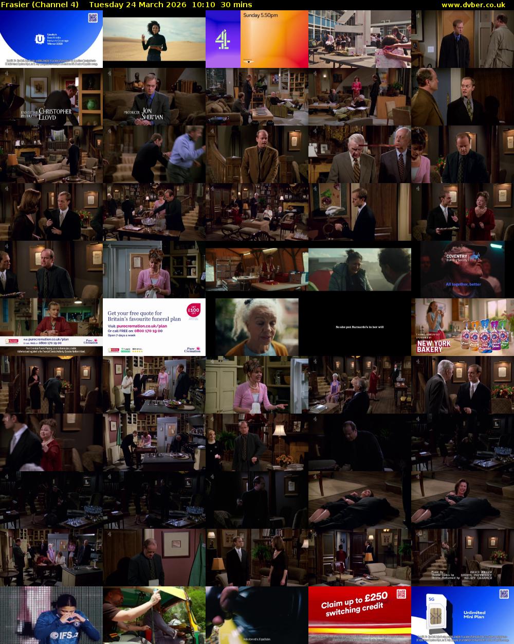 Frasier (Channel 4) Tuesday 24 March 2026 10:10 - 10:40