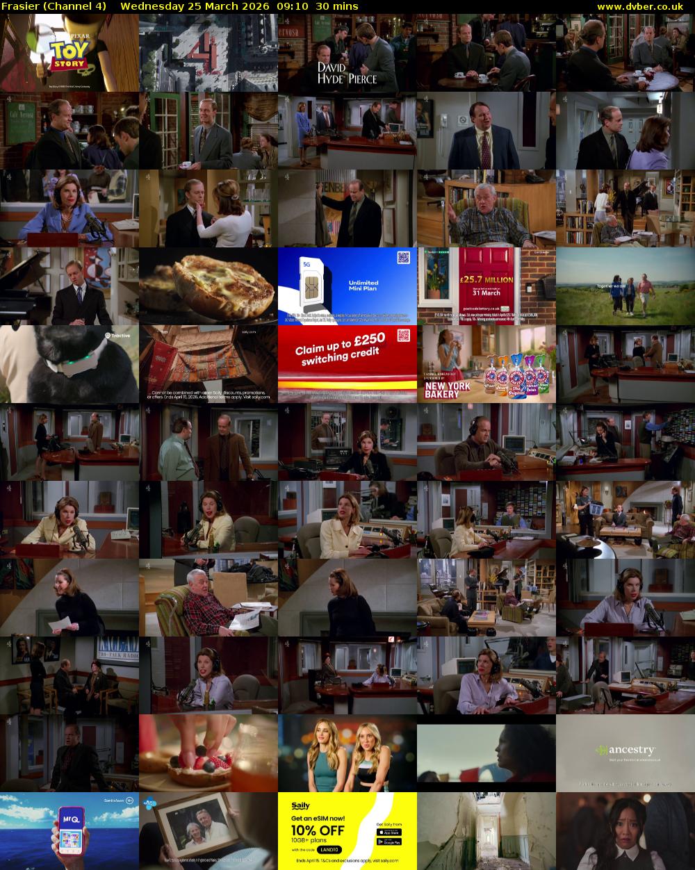 Frasier (Channel 4) Wednesday 25 March 2026 09:10 - 09:40