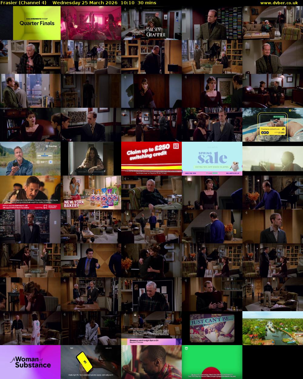 Frasier (Channel 4) Wednesday 25 March 2026 10:10 - 10:40