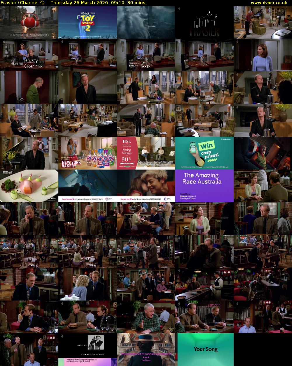 Frasier (Channel 4) Thursday 26 March 2026 09:10 - 09:40