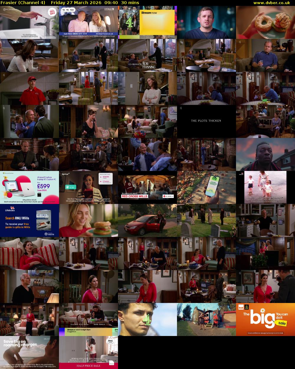 Frasier (Channel 4) Friday 27 March 2026 09:40 - 10:10