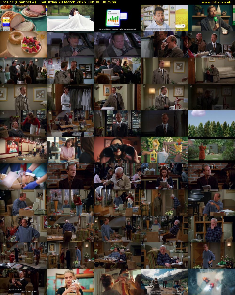 Frasier (Channel 4) Saturday 28 March 2026 08:30 - 09:00