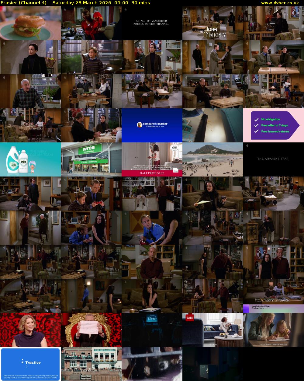 Frasier (Channel 4) Saturday 28 March 2026 09:00 - 09:30