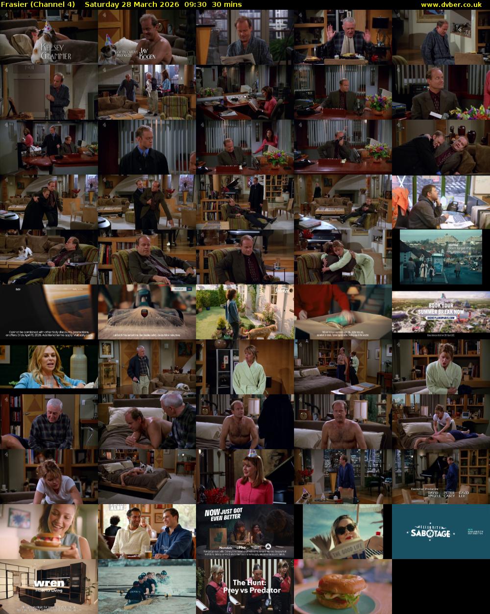 Frasier (Channel 4) Saturday 28 March 2026 09:30 - 10:00