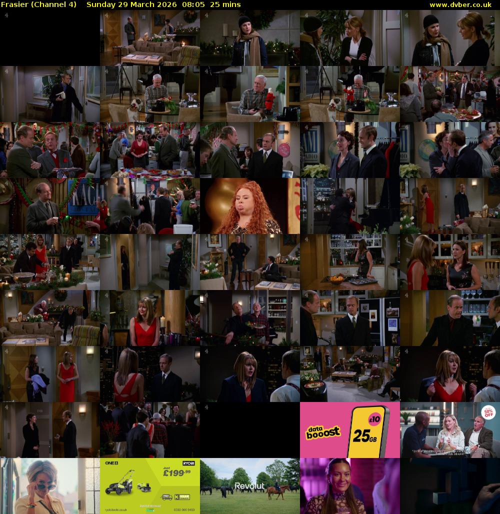 Frasier (Channel 4) Sunday 29 March 2026 08:05 - 08:30