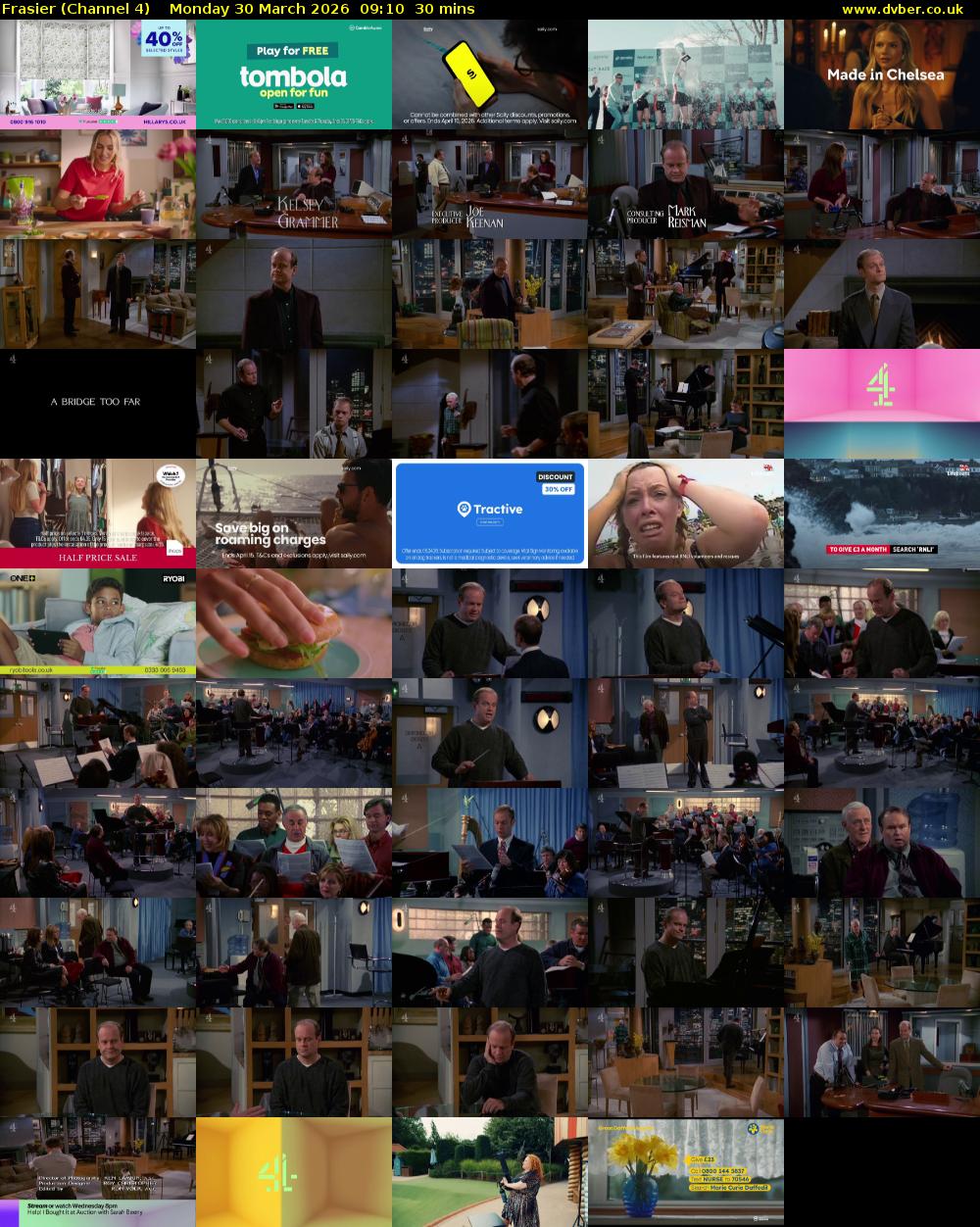 Frasier (Channel 4) Monday 30 March 2026 09:10 - 09:40