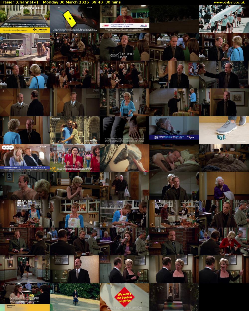 Frasier (Channel 4) Monday 30 March 2026 09:40 - 10:10