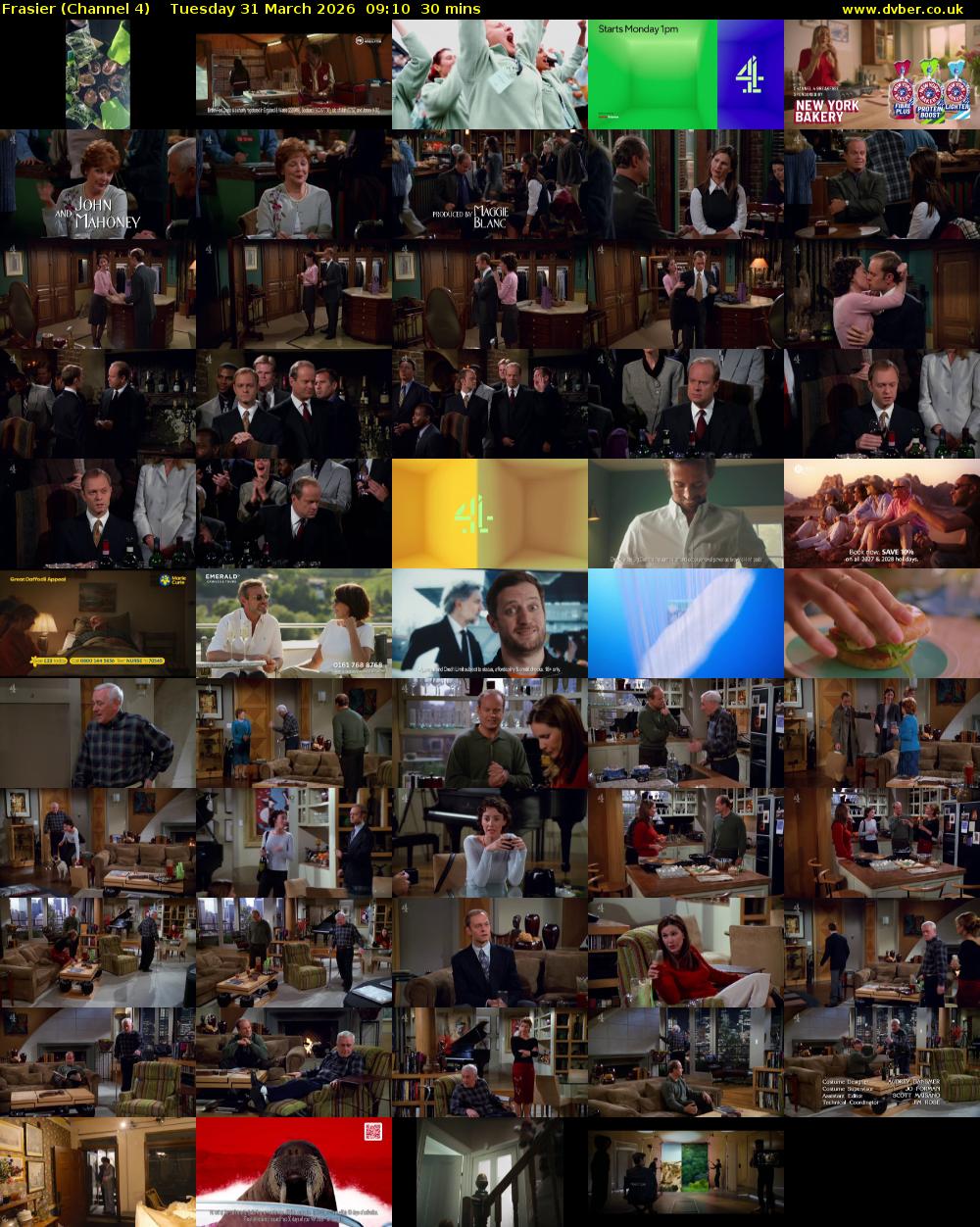 Frasier (Channel 4) Tuesday 31 March 2026 09:10 - 09:40