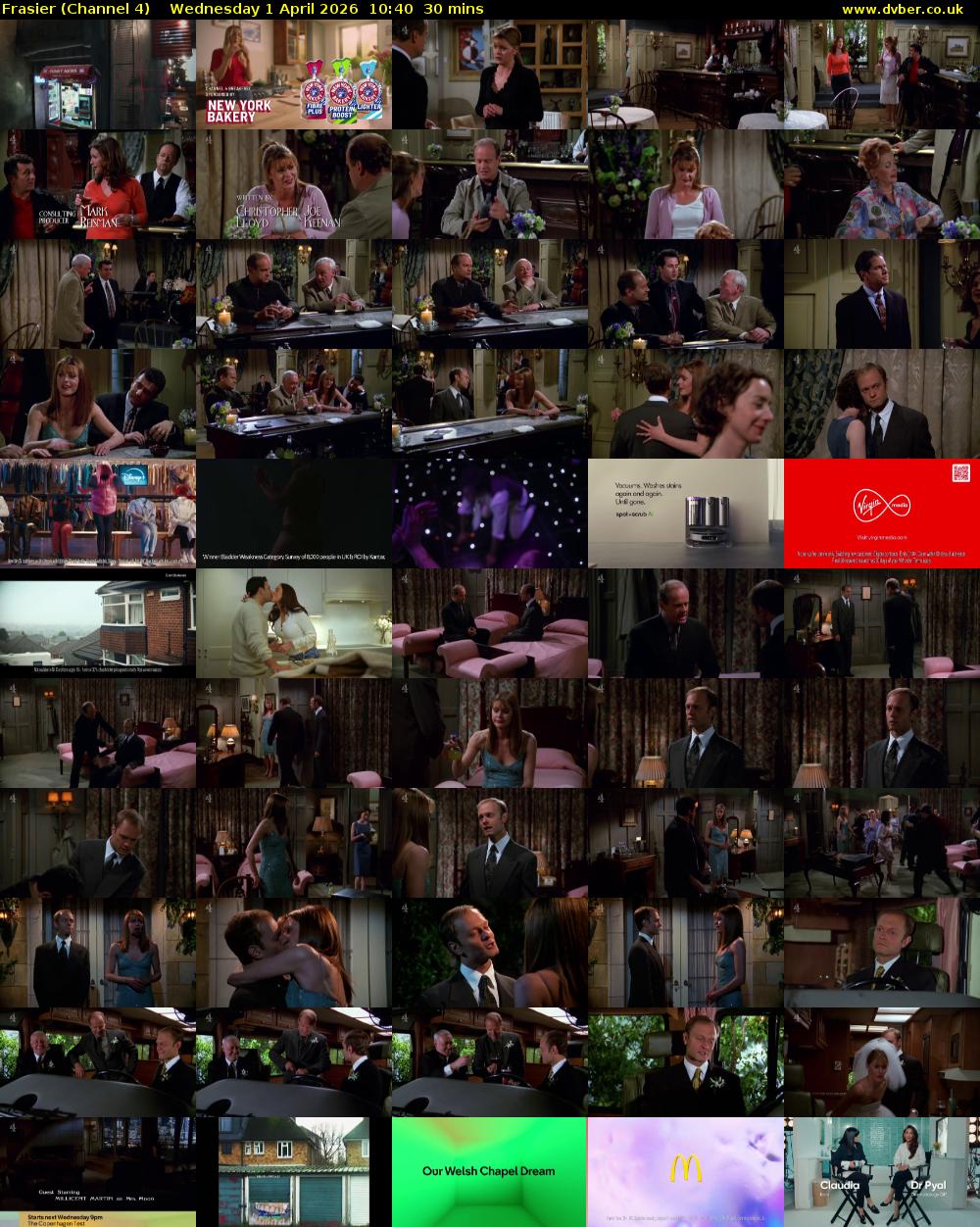 Frasier (Channel 4) Wednesday 1 April 2026 10:40 - 11:10