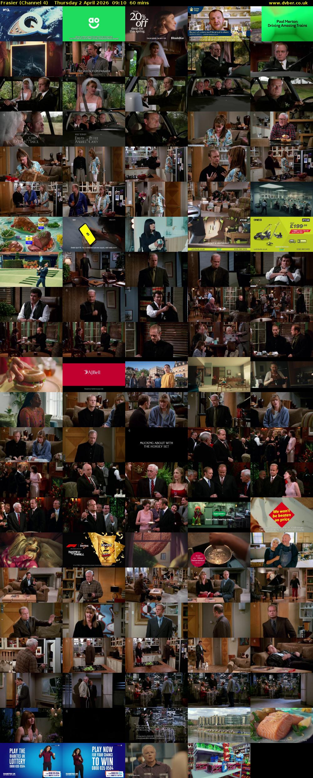 Frasier (Channel 4) Thursday 2 April 2026 09:10 - 10:10