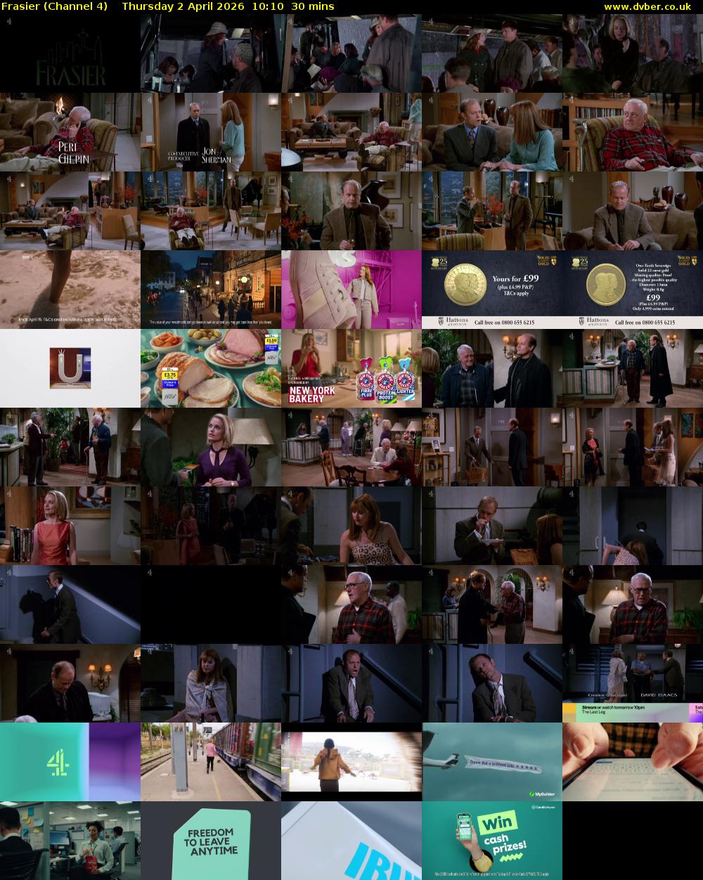 Frasier (Channel 4) Thursday 2 April 2026 10:10 - 10:40