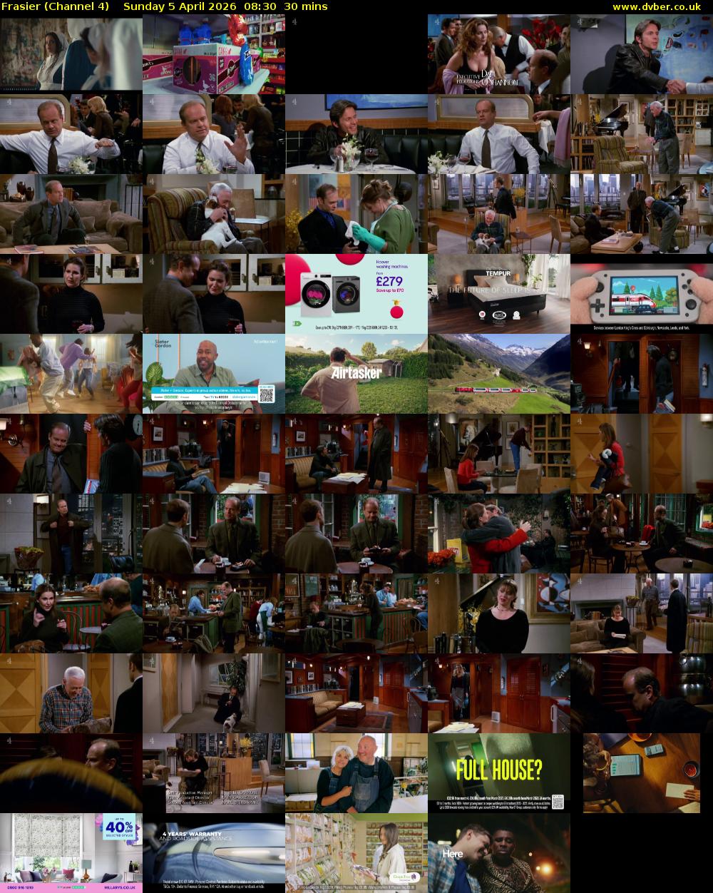 Frasier (Channel 4) Sunday 5 April 2026 08:30 - 09:00