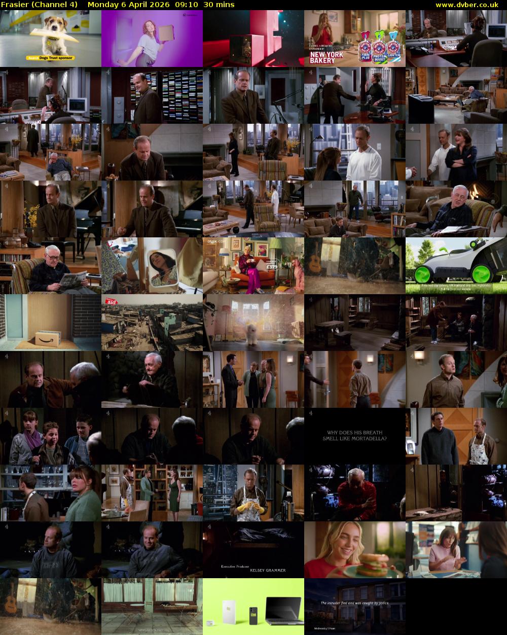 Frasier (Channel 4) Monday 6 April 2026 09:10 - 09:40