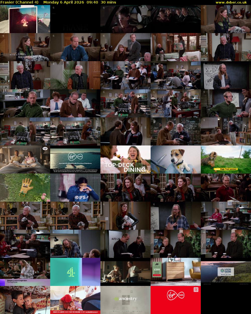 Frasier (Channel 4) Monday 6 April 2026 09:40 - 10:10