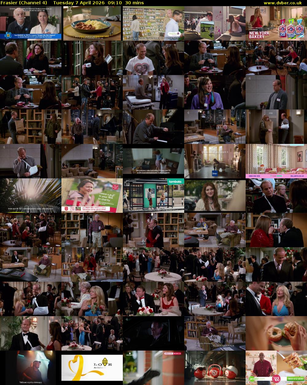 Frasier (Channel 4) Tuesday 7 April 2026 09:10 - 09:40